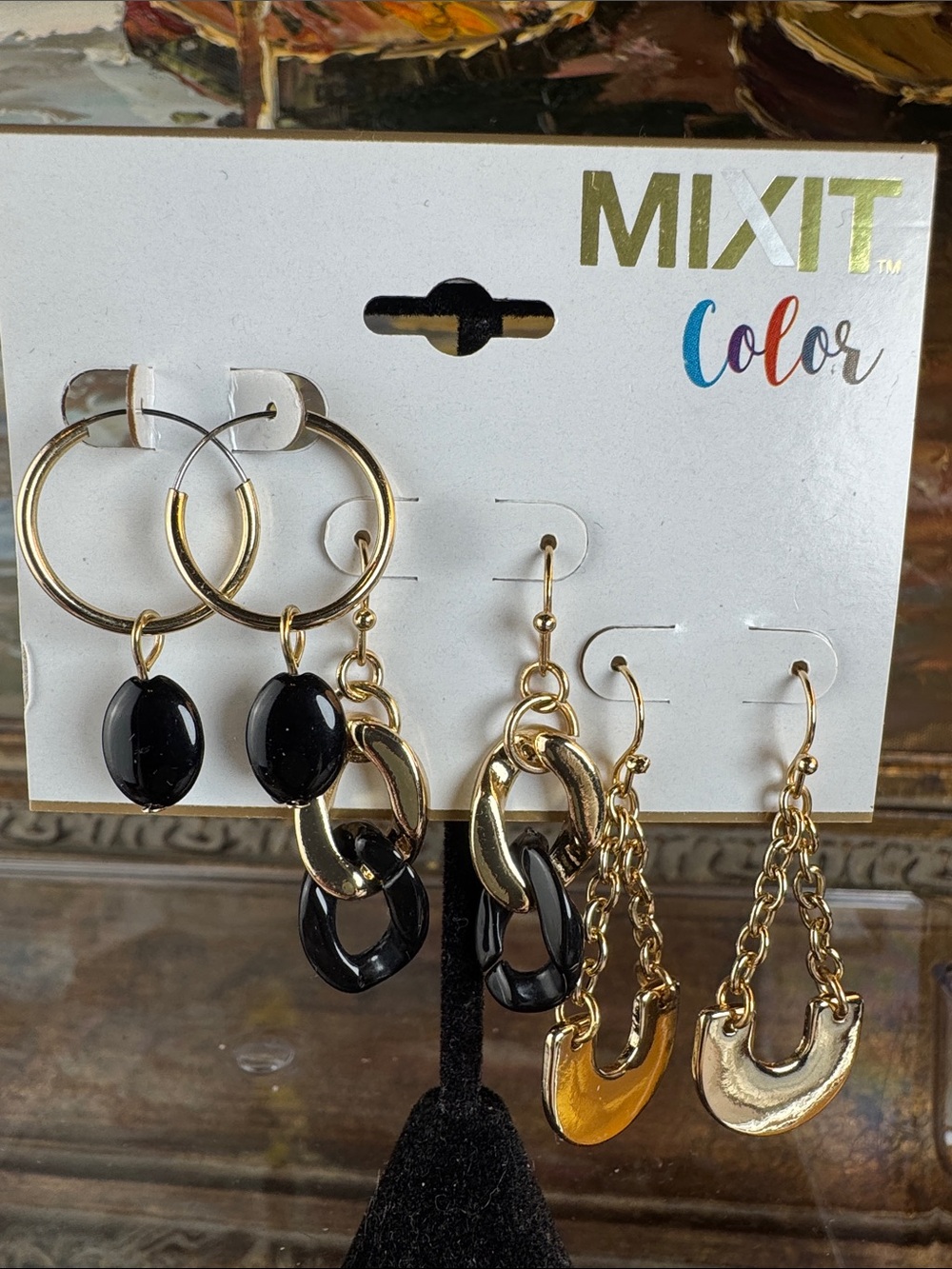 0686-Mixit Black & Gold Mixed Earring Set
